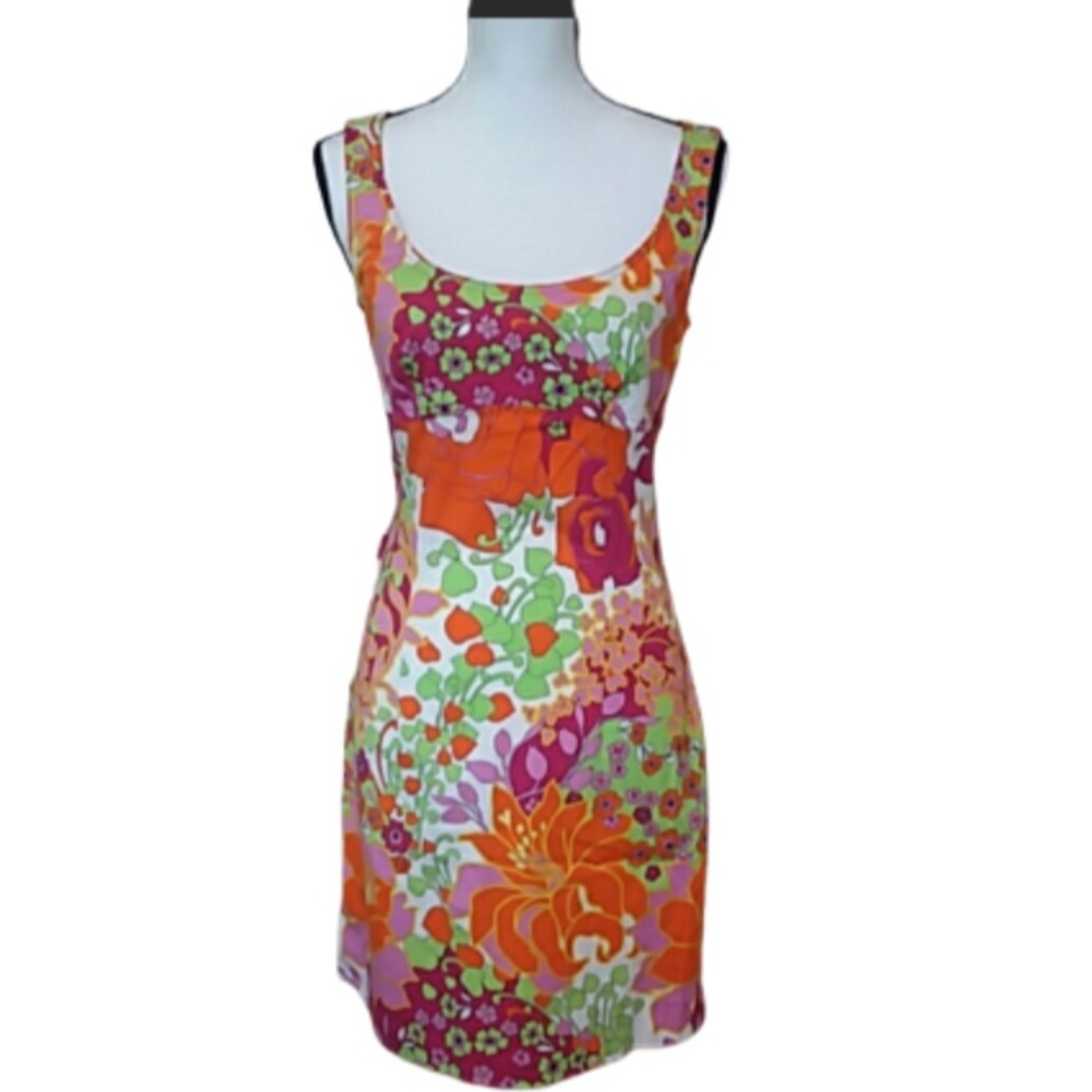 Moschino Jeans Donna floral retro look scoop neck shift dress size 8